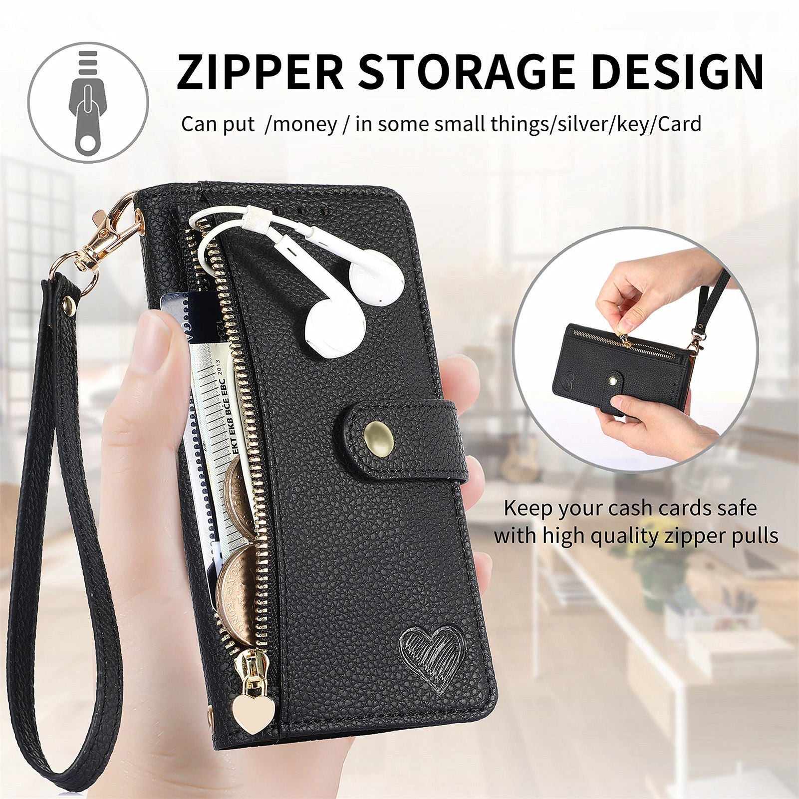 For Honor X50i 5G / 90 Lite 5G Case PU Leather Zipper Wallet Handbag Phone Cover For Honor X50i 5G / 90 Lite 5G Case PU Leather Zipper Wallet Handbag Phone Cover